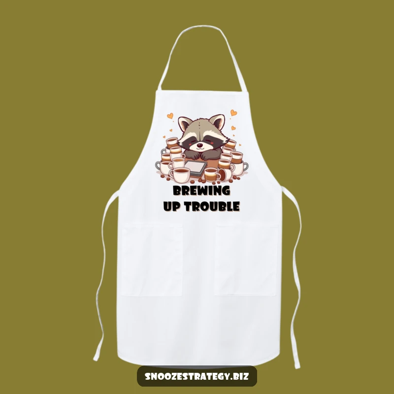 Funny Raccoon Coffee Chaos Apron: Cook with Caffeine