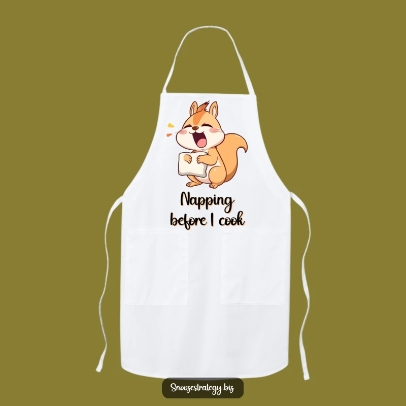 Funny Yawning Squirrel Apron: Kitchen Sleepy Character Pillow Fun for Chefs