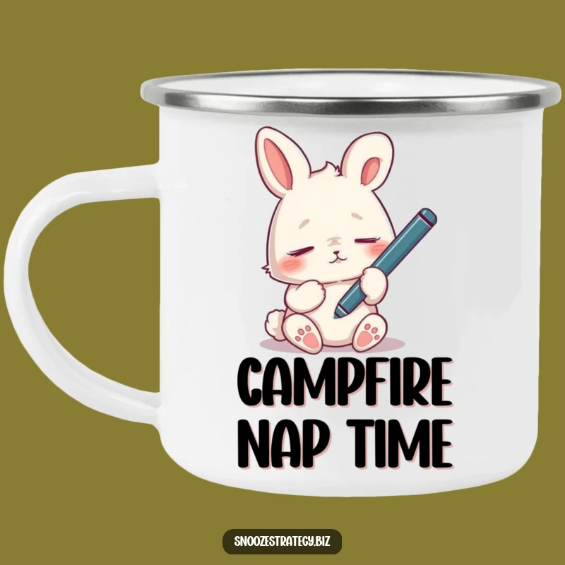 Funny Tired Rabbit Camp Mug: Fatigue Fuel for Outdoors
