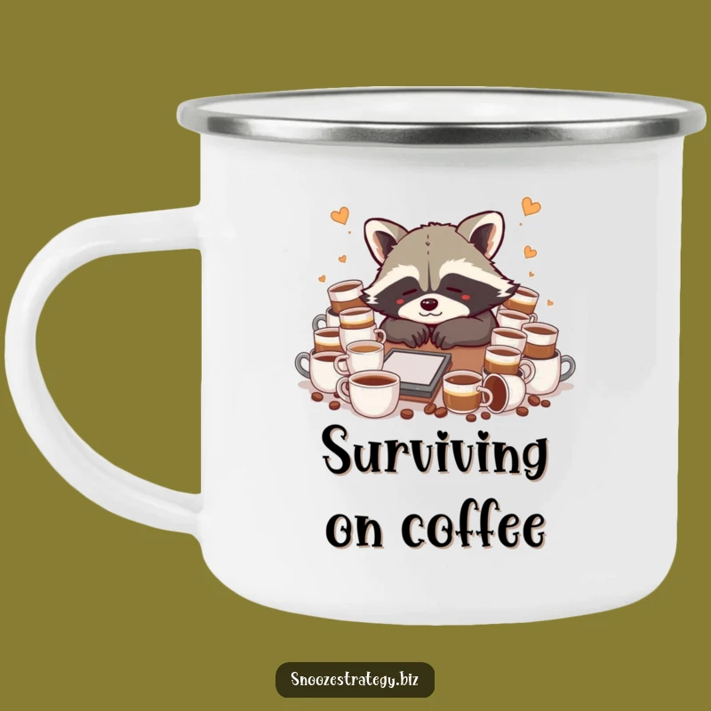 Funny Raccoon Camp Mug: Coffee Fuel for Adventures