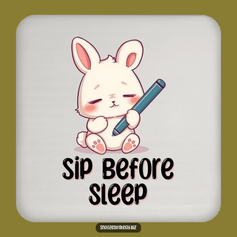 Funny Tired Rabbit Coaster: Protect Surfaces with Snooze