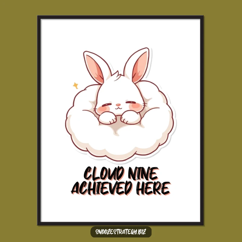 Funny Rabbit Pillow Snoring Poster: Adorable and Hilarious Sleepy Wall Art Gift