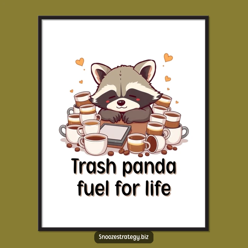 Coffeeholic Raccoon Free Printable Wall Art - Funny Downloadable Decor
