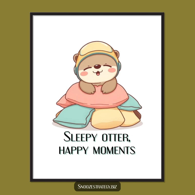 Funny Free Printable Otter Wall Art - Sleeping Helmet Otter Downloadable Decor