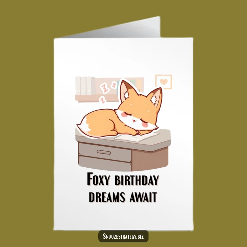 Dreamy Free Printable Fox Birthday Card - Sleepy Desk Nap Downloadable