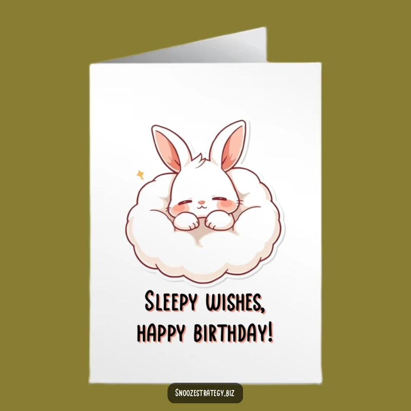 Free Printable Birthday Card: Funny Sleeping Rabbit, Cute Nodding Off, Downloadable Gift
