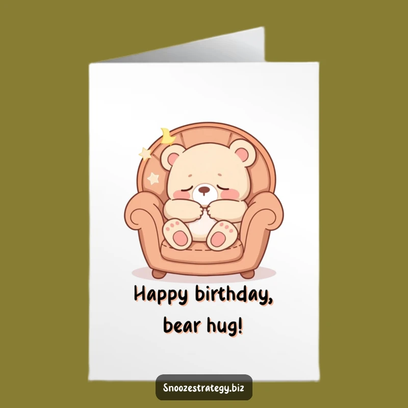 Free Printable Birthday Card: Funny Bear Cub, Cozy Nap, Downloadable Gift