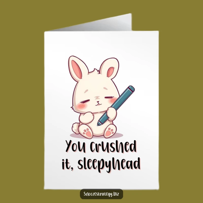 Drowsy Rabbit Congrats Free Printable Card - Sleepy Downloadable Cheer