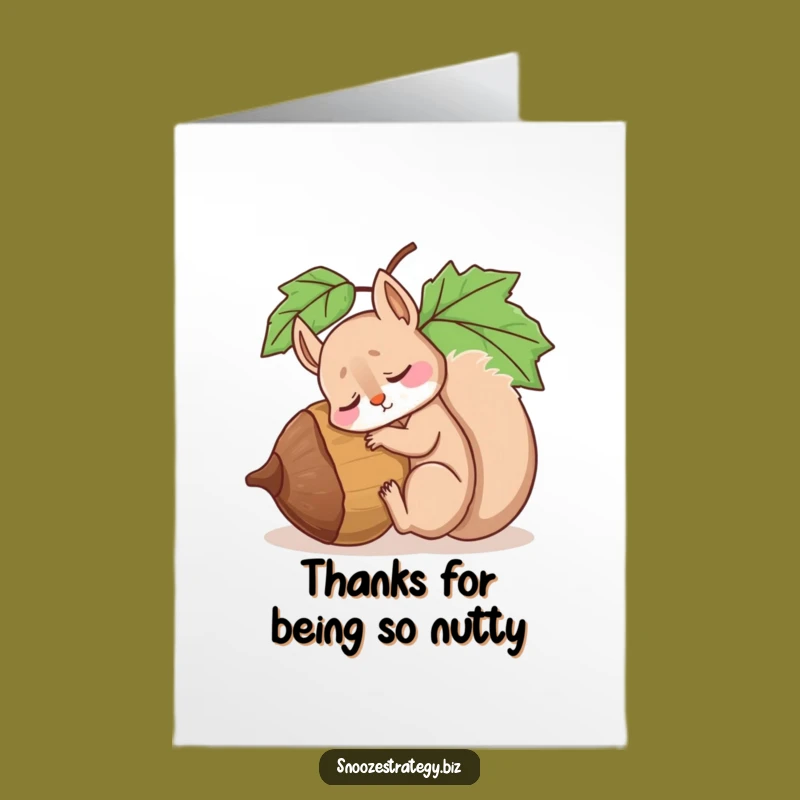 Free Printable Thank You Card: Funny Sleepy Squirrel, Acorn Rest, Downloadable Gift