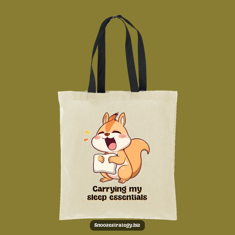Funny Yawning Squirrel Tote Bag: Charming Sleepy Character Pillow Bag for Errands