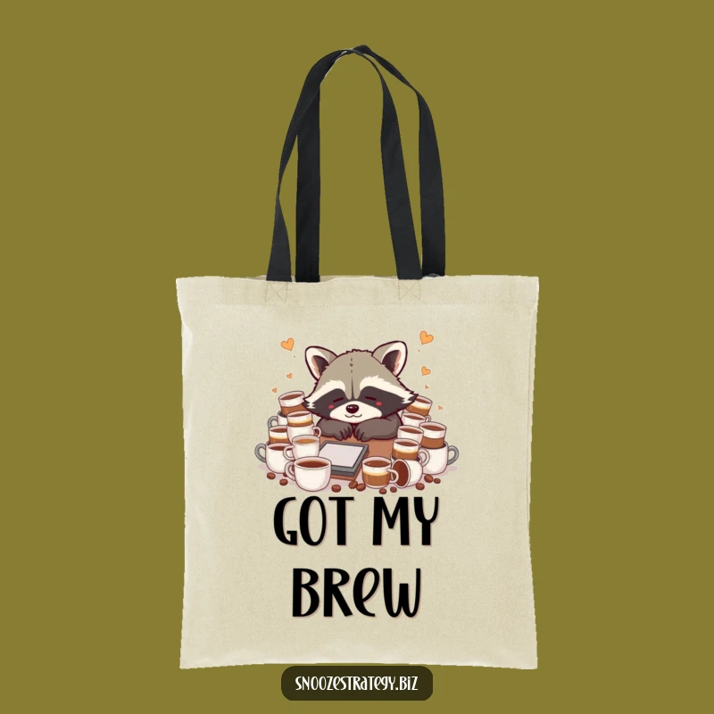 Funny Raccoon Coffee Tote Bag: Carry Your Caffeine Needs